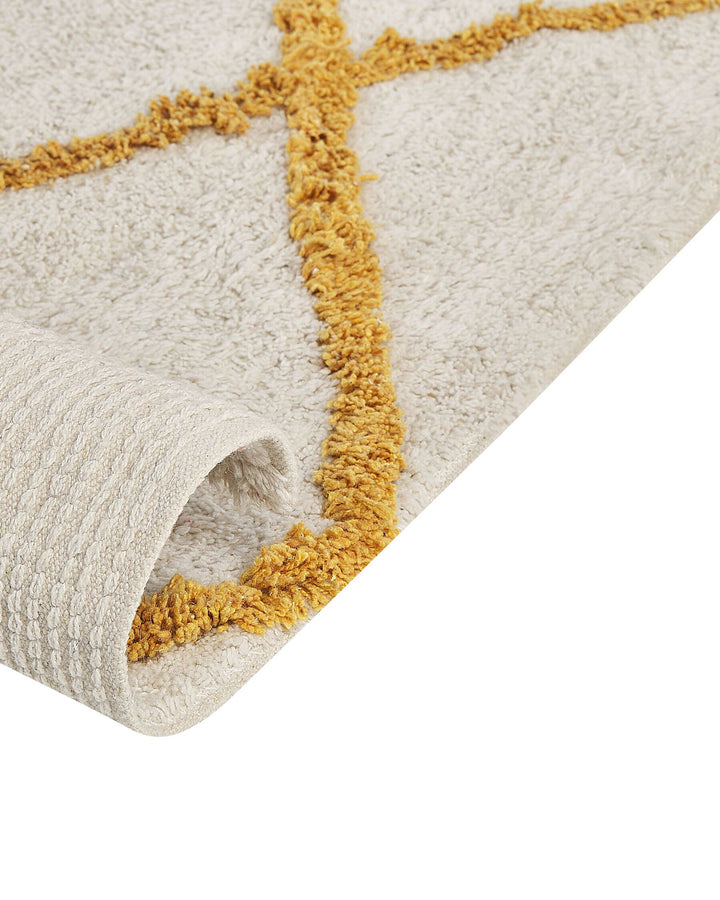 Shaggy Cotton Area Rug 160 x 230 cm Off-White and Yellow Beyler