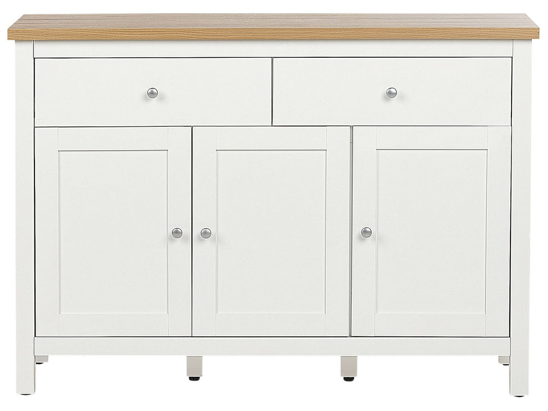 2 Drawer Sideboard White and Light Wood Atoca