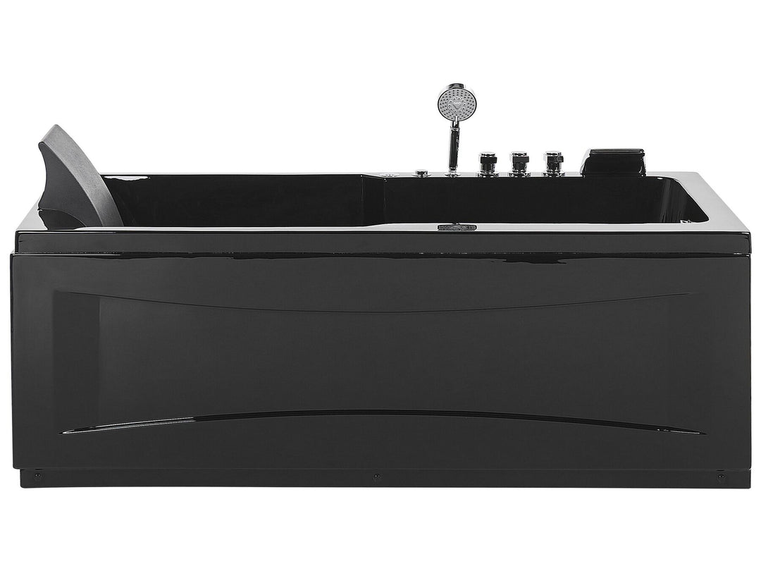 Left Hand Whirlpool Bath with LED 1690 x 810 mm Black Artemisa