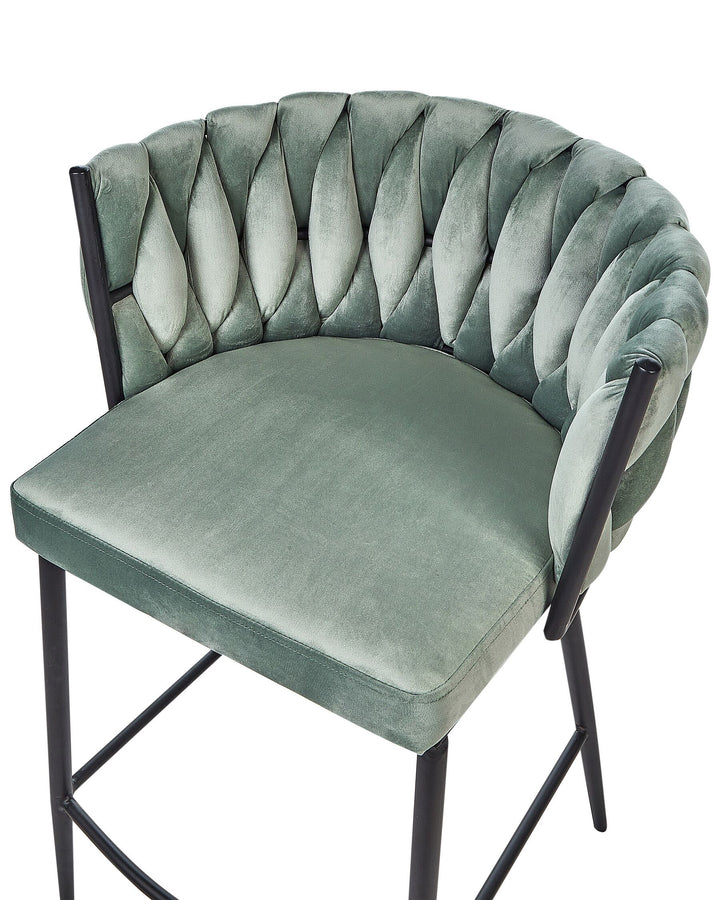 Bar Chair Set of 2 Velvet Light Green Milan