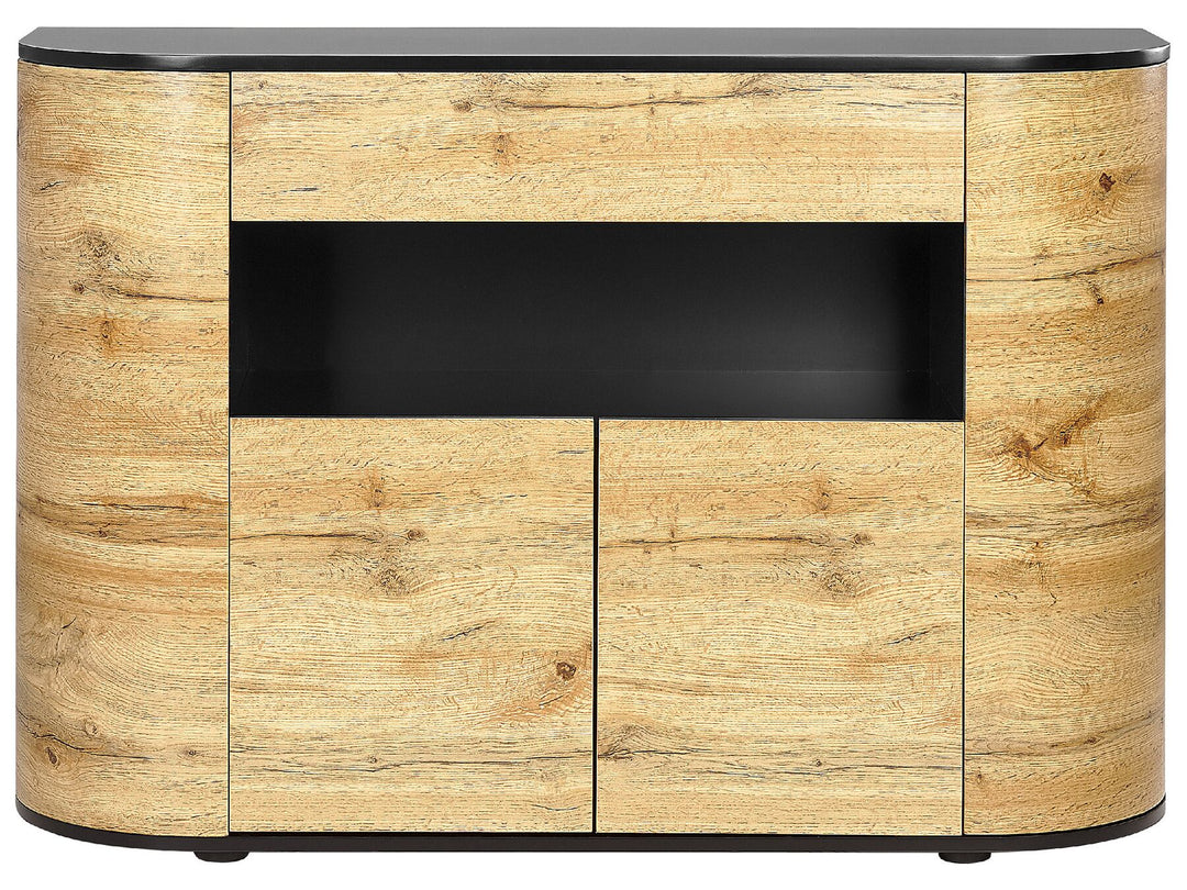 4 Door Sideboard Light Wood and Black Jerome