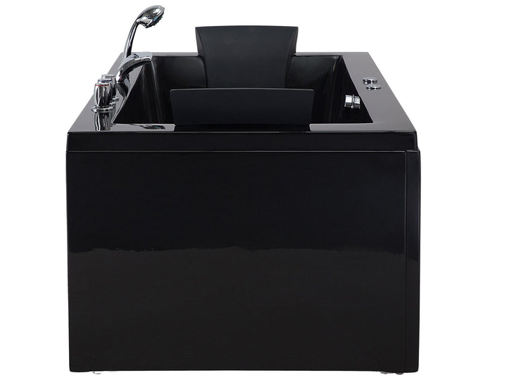 Left Hand Whirlpool Bath with LED 1830 x 900 mm Black Varadero