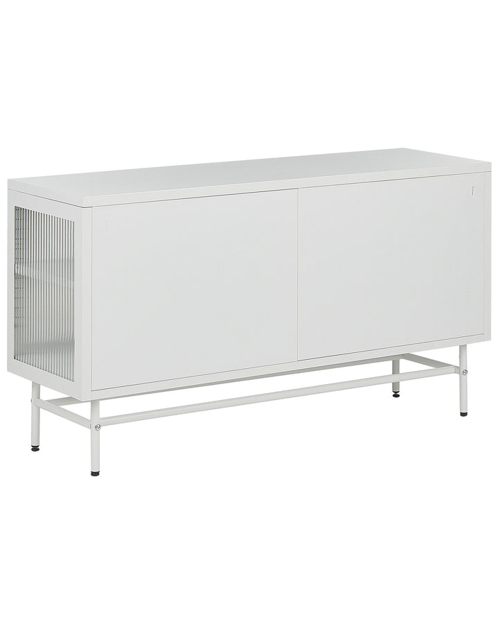 3 Door Metal Sideboard with Glass Display White Devon