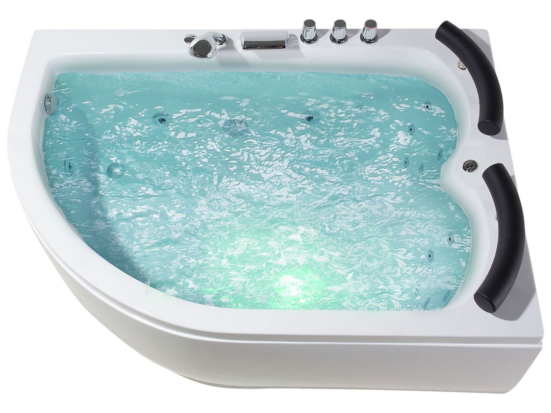 Left Hand Whirlpool Corner Bath with LED 1580 x 1130 mm White Paradiso