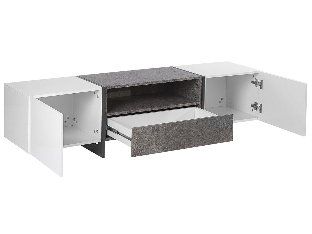 TV Stand LED Concrete Effect with White Russel