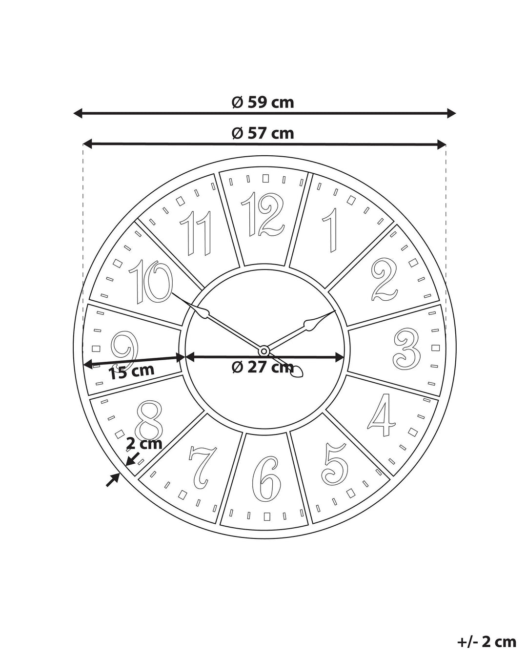 Iron Wall Clock ø 59 cm Multicolour Boswil