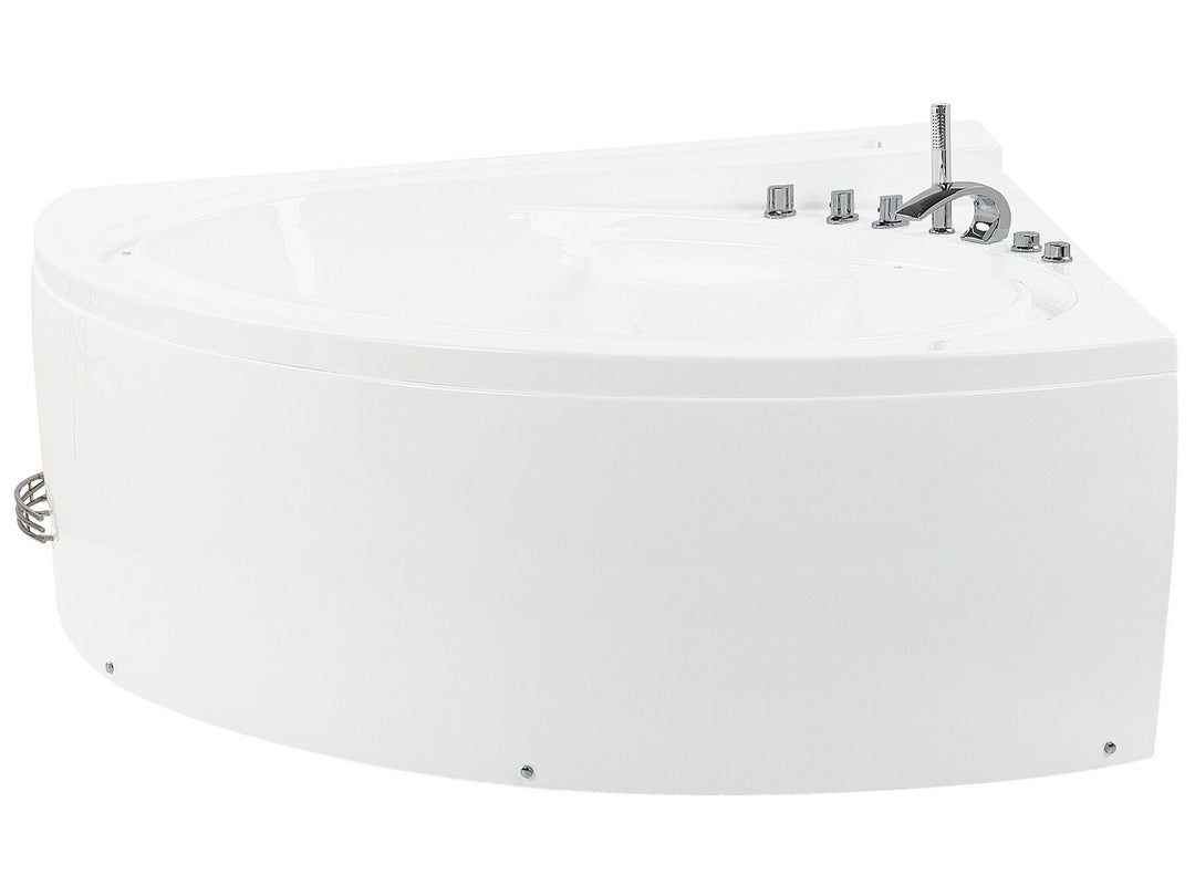 Left Hand Whirlpool Corner Bath with LED 2060 x 1480 mm White Pelican