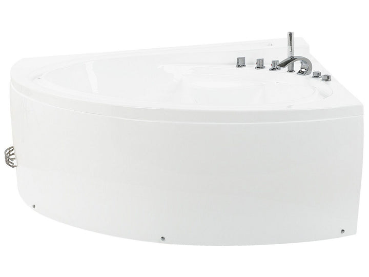 Left Hand Whirlpool Corner Bath with LED 2060 x 1480 mm White Pelican