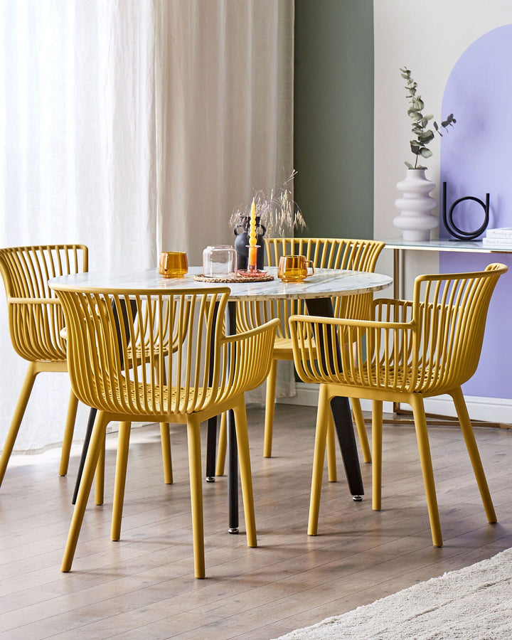 Set of 4 Plastic Dining Chairs Yellow Pesaro