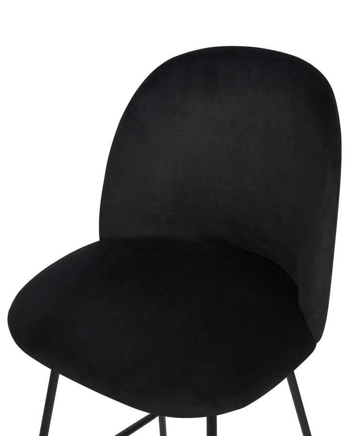 Bar Chair Set of 2 Velvet Black Arcola