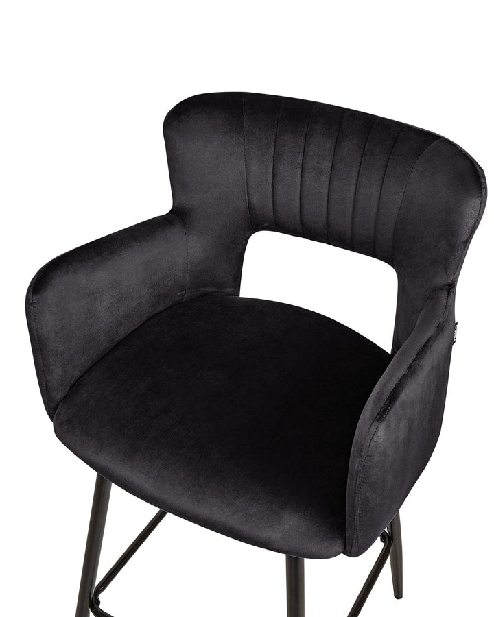 Bar Chair Set of 2 Velvet Black Sanilac