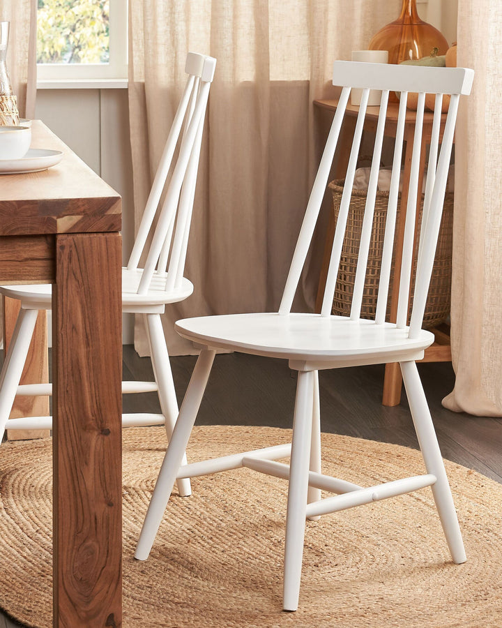 Rubberwood Dining Chair Set of 2 White Burbank