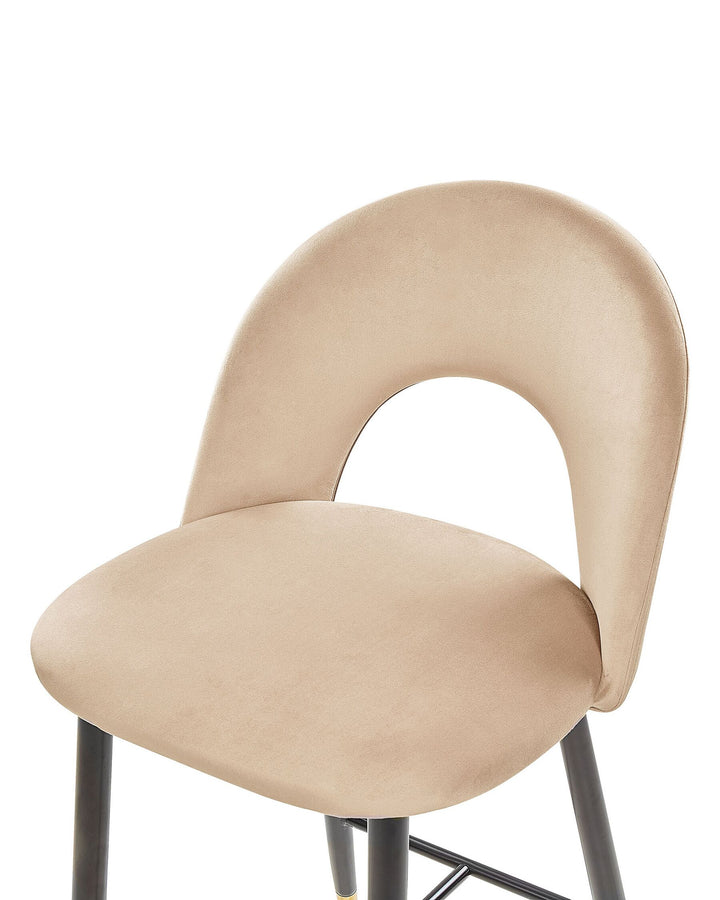 Bar Chair Set of 2 Velvet Beige Falton