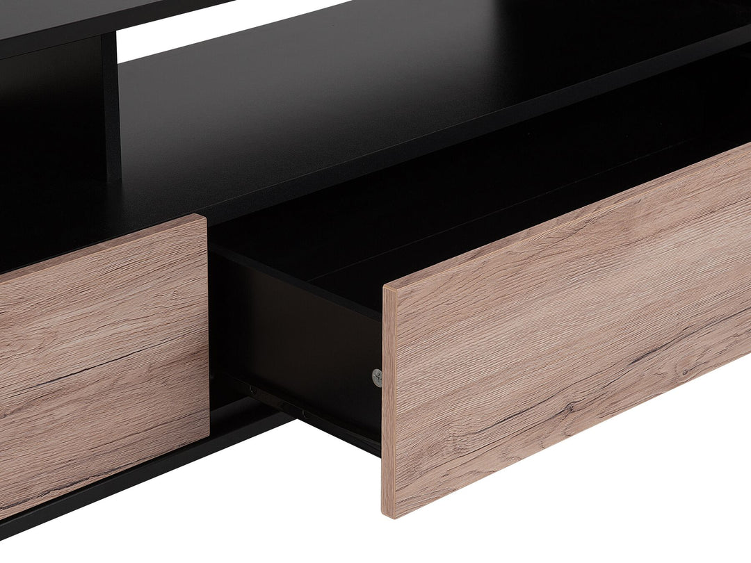 TV Stand Light Wood with Black Sydney