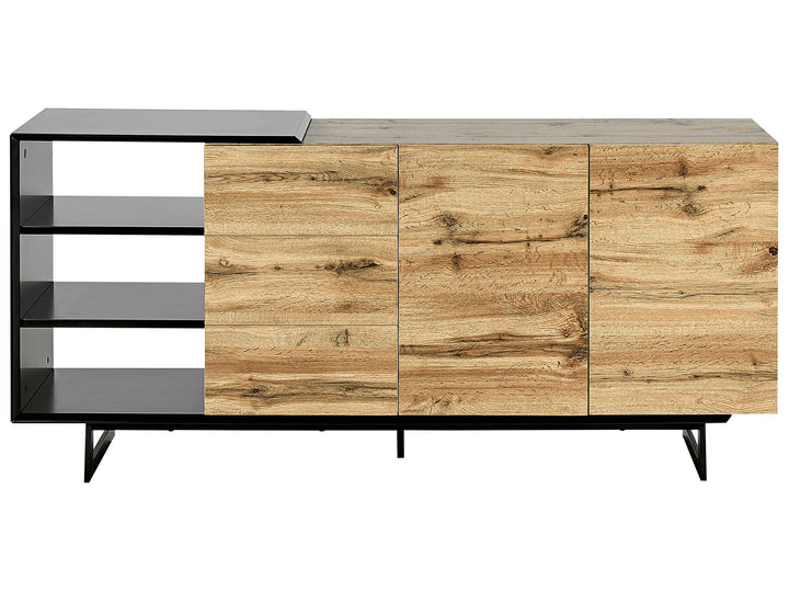 3 Drawer Sideboard Light Wood with Black Fiora