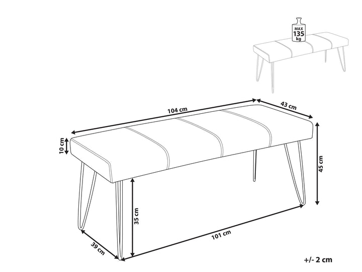 Faux Leather Bedroom Bench White Betin