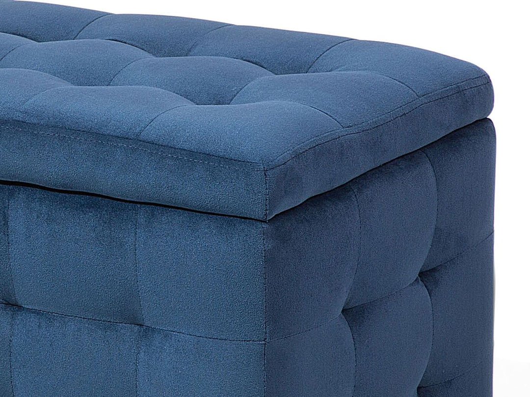 Velvet Storage Ottoman Dark Blue Michigan