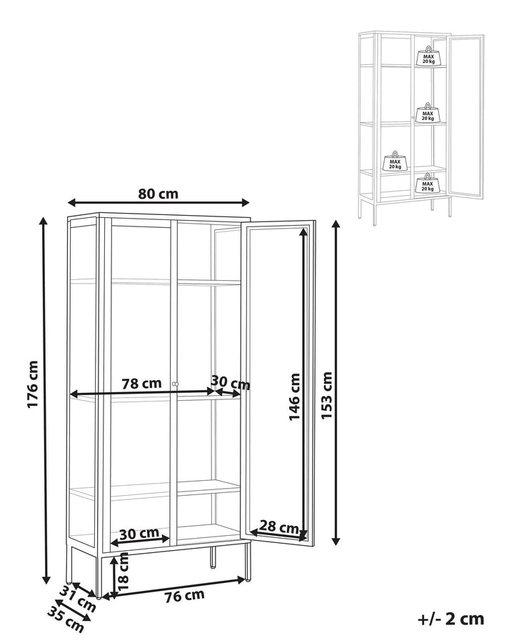 Steel Display Cabinet Black Harty