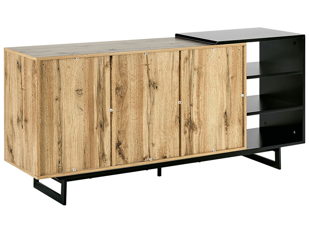 3 Drawer Sideboard Light Wood with Black Fiora