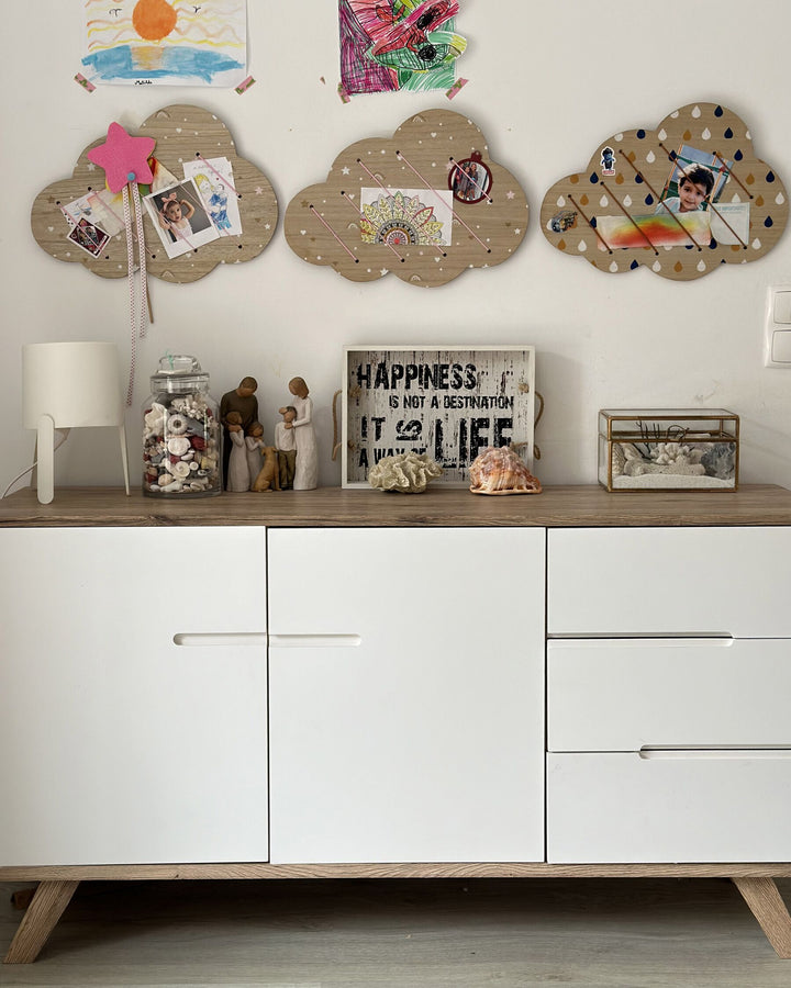 3 Drawer Sideboard White and Light Wood Forester