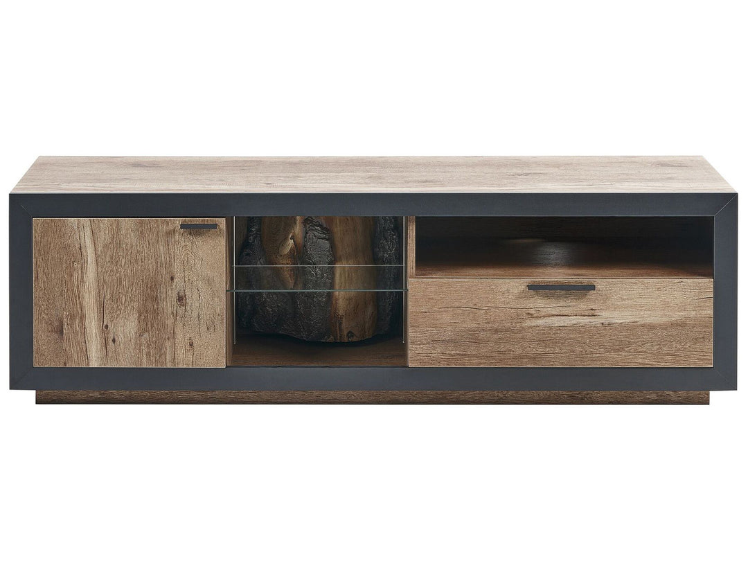 TV Stand LED Light Wood and Black Marana