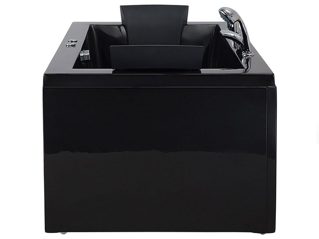 Right Hand Whirlpool Bath with LED 1830 x 900 mm Black Varadero