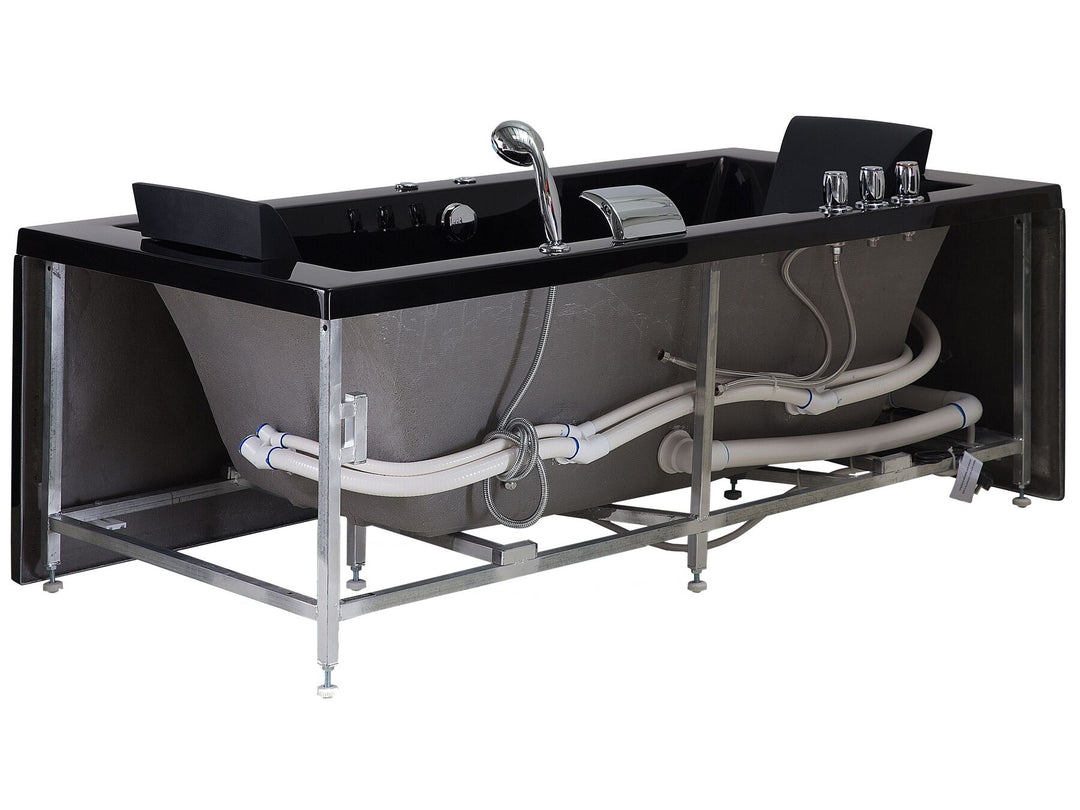 Left Hand Whirlpool Bath with LED 1830 x 900 mm Black Varadero