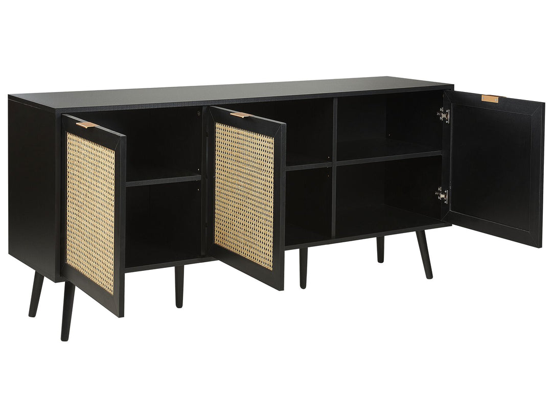 Rattan 3 Door Sideboard Black Opoco