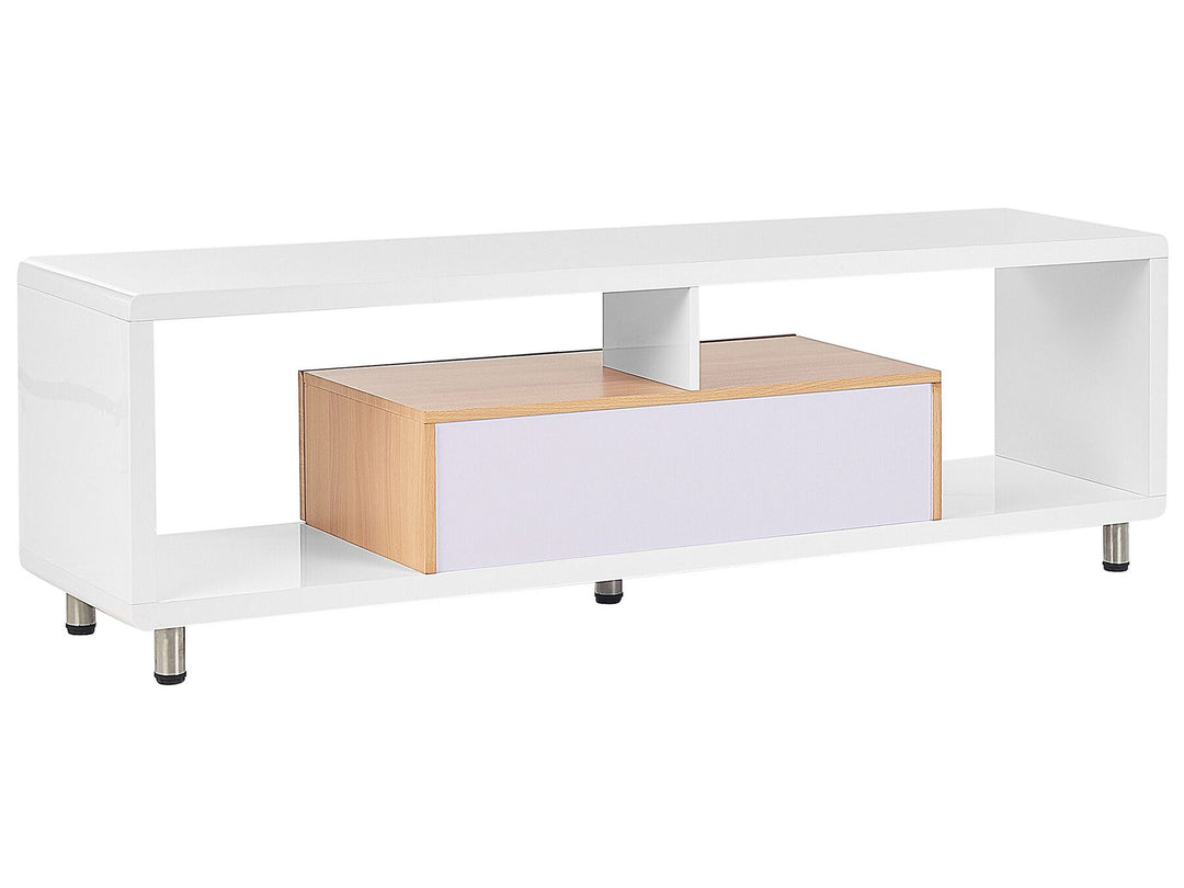 TV Stand White and Light Wood Knox