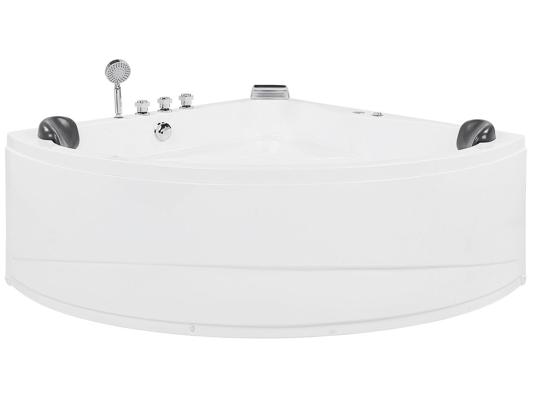 Whirlpool Corner Bath with LED 1970 x 1400 mm White Baracoa