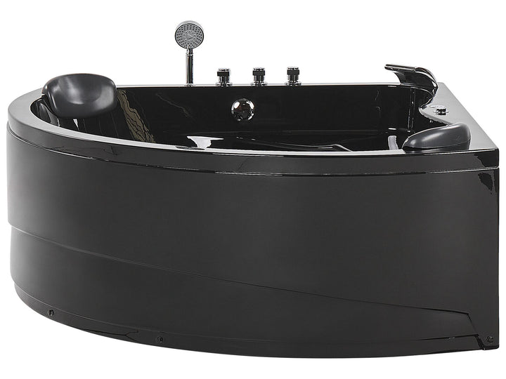 Whirlpool Corner Bath with LED 1970 x 1400 mm Black Baracoa