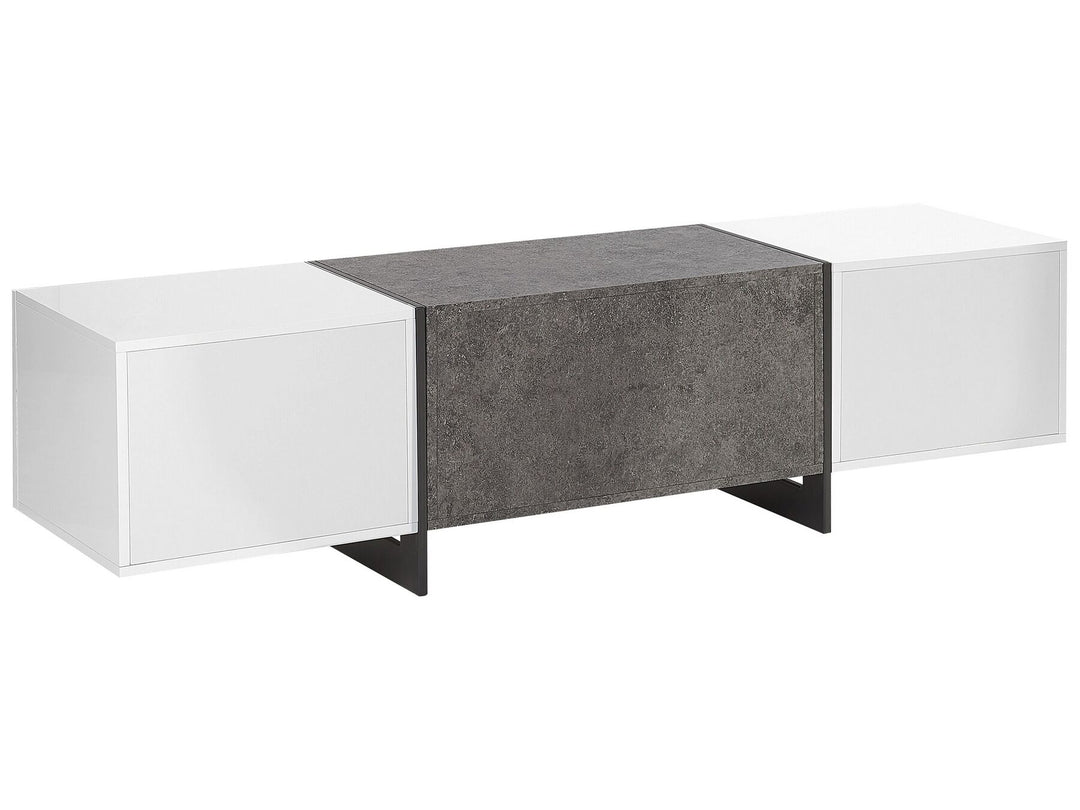 TV Stand LED Concrete Effect with White Russel