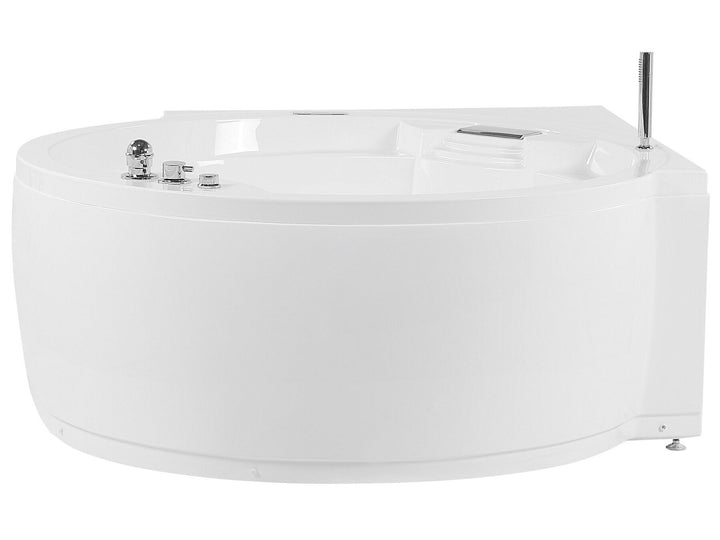 Whirlpool Corner Bath with LED and Bluetooth Speaker White Milano