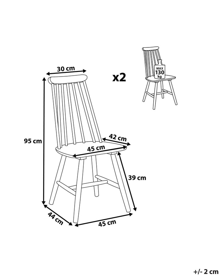 Rubberwood Dining Chair Set of 2 White Burbank