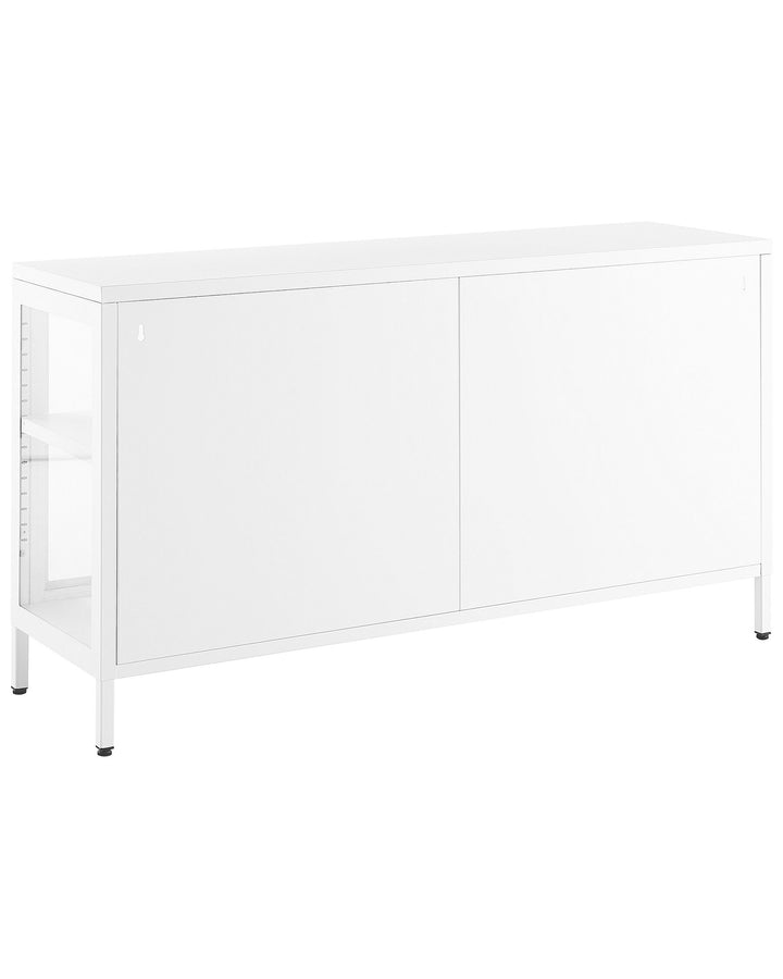 3 Door Metal LED Sideboard with Glass Display White Newport