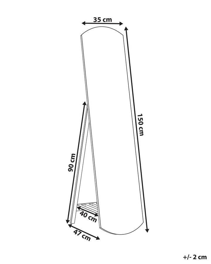 Standing Mirror with Shelf 35 x 150 cm Light Wood Cherbourg