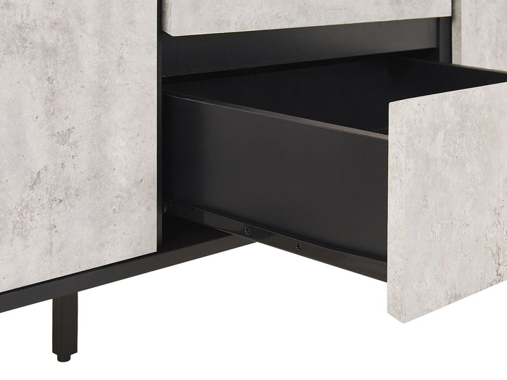 3 Drawer Sideboard Concrete Effect with Black Blackpool