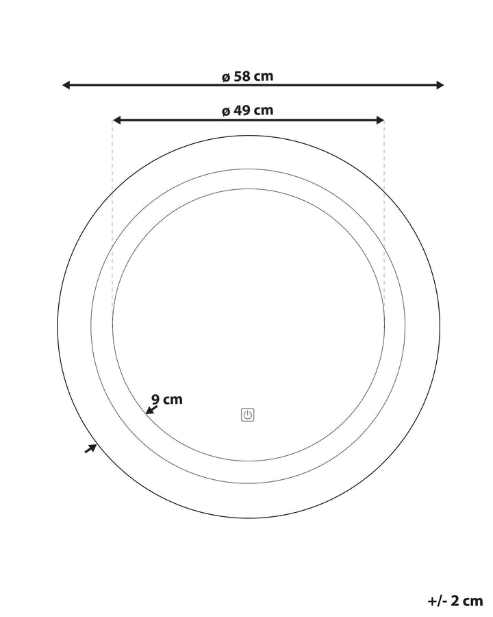 Round LED Wall Mirror ø 58 cm Silver Selune