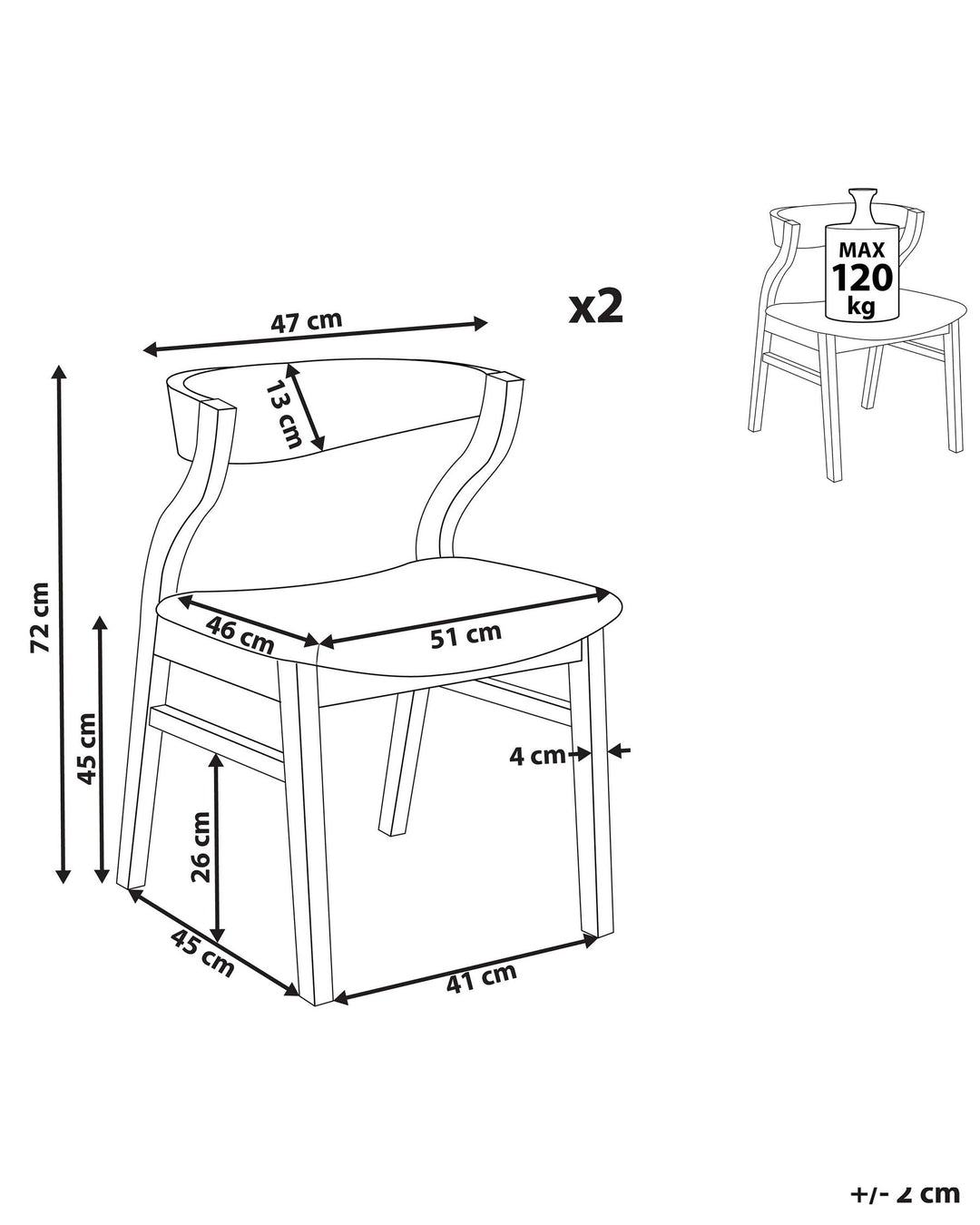 Rubberwood Dining Chair Set of 2 Light Beige Merrill