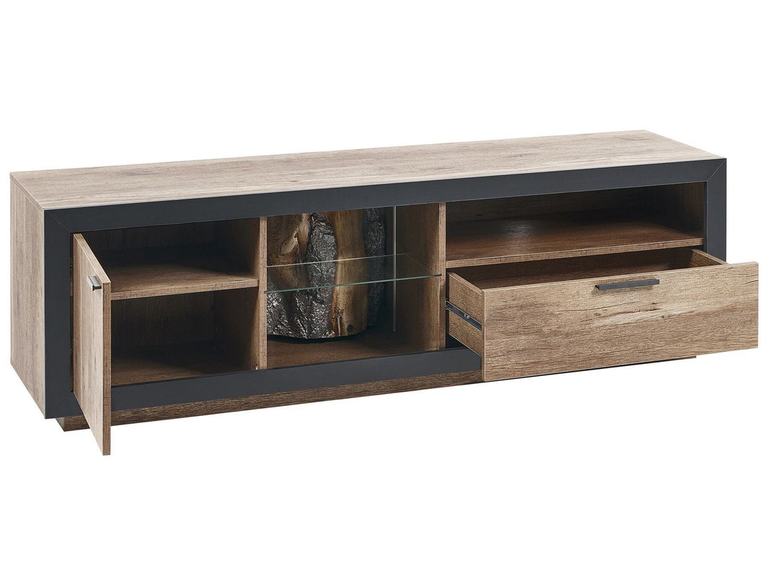 TV Stand LED Light Wood and Black Marana