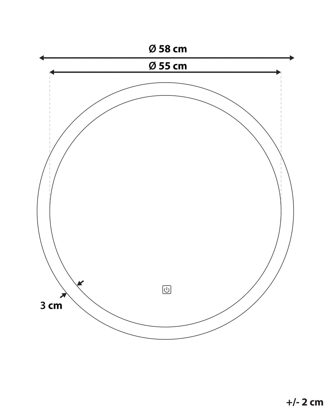 Round LED Wall Mirror ø 58 cm Silver Yser