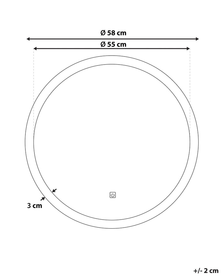 Round LED Wall Mirror ø 58 cm Silver Yser