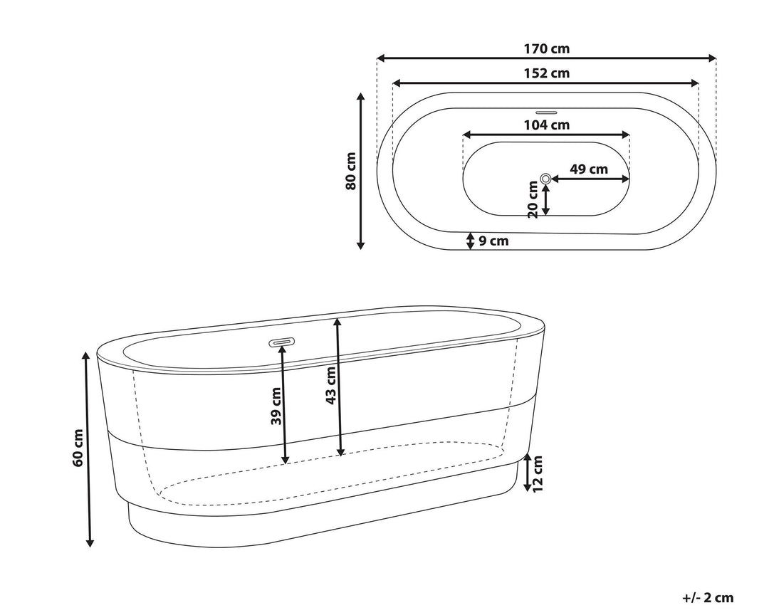 Freestanding Bath with Fixtures 1700 x 800 mm White Empresa