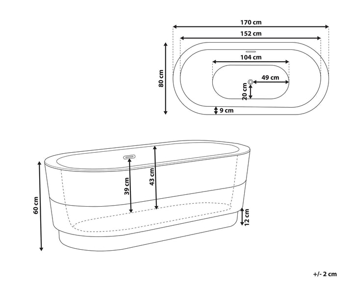 Freestanding Bath with Fixtures 1700 x 800 mm White Empresa