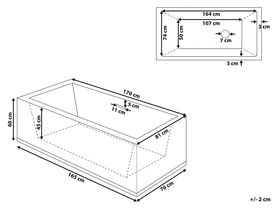 Freestanding Bath 1700 x 810 mm White Rios