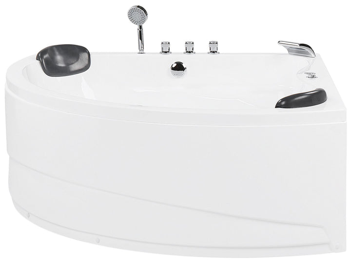 Whirlpool Corner Bath with LED 1970 x 1400 mm White Baracoa