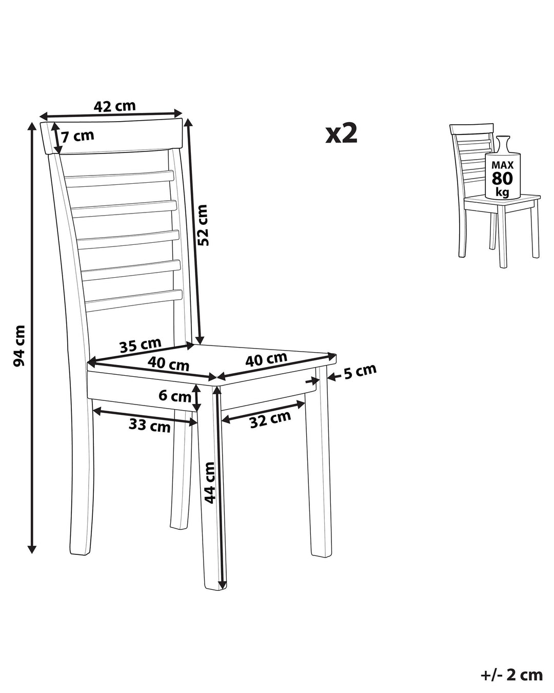 Dining Chair Set of 2 White Battersby