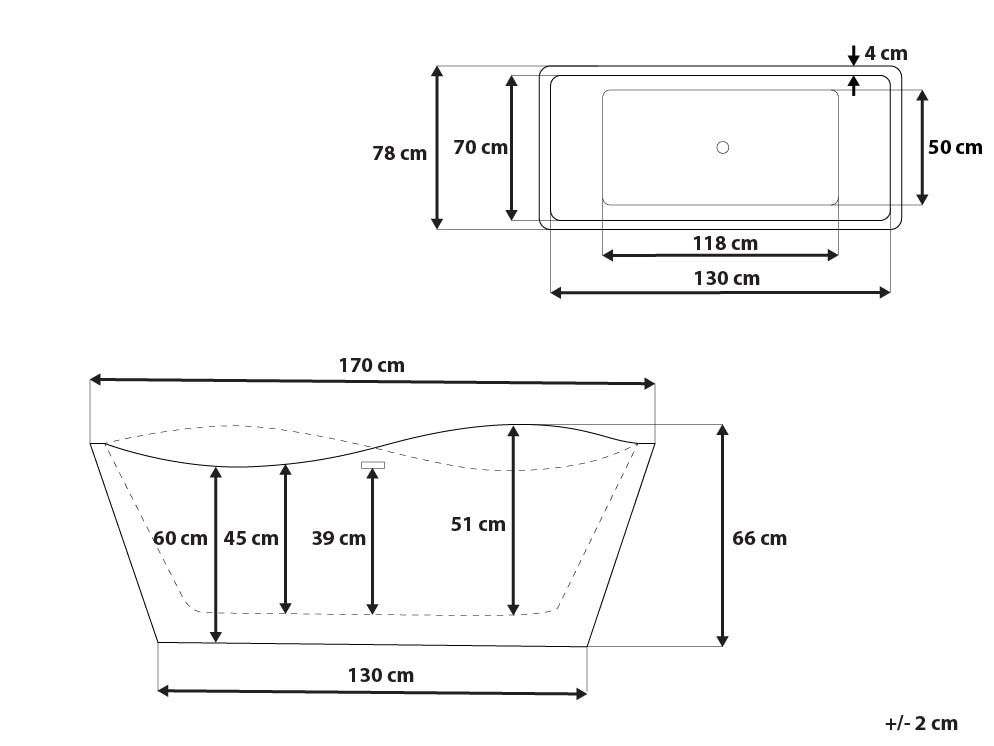 Freestanding Bath 1700 x 780 mm White Maravilla