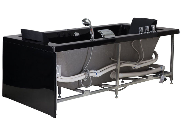 Right Hand Whirlpool Bath with LED 1830 x 900 mm Black Varadero