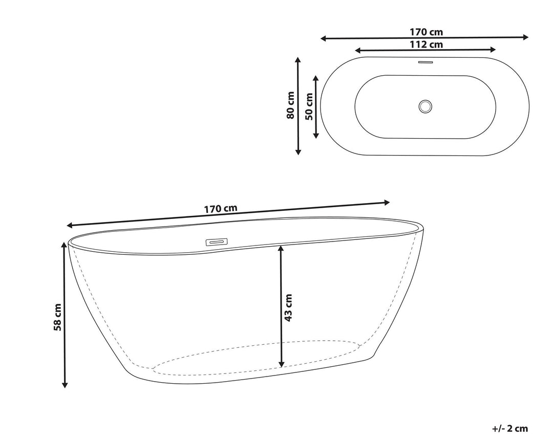 Freestanding Bath 1700 x 800 mm Black Carrera